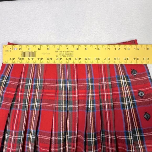 Lloyd New York Skirt Women's Size 10 Red Plaid Tartan Pleated Calf Length Vtg - Picture 8 of 8